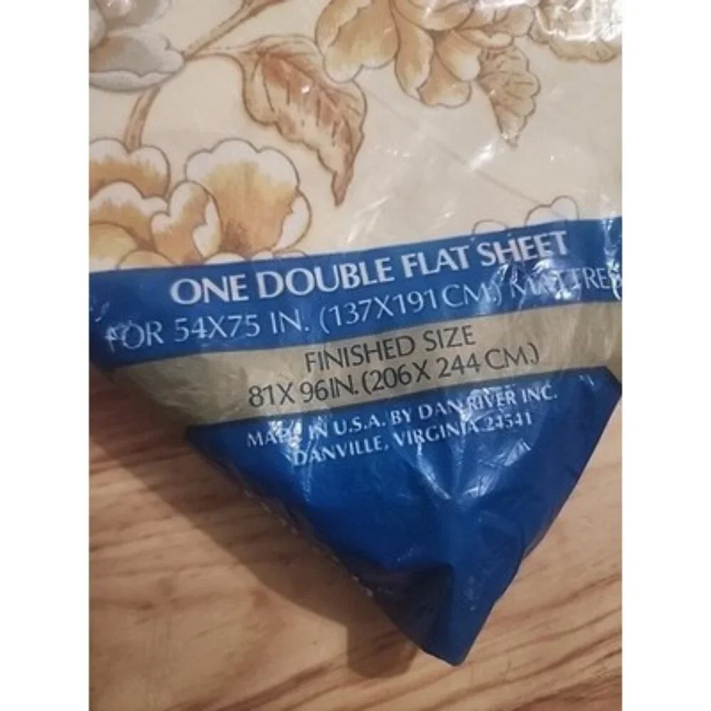 Vintage Danville Retro Double Flat Sheet Floral Pattern, No Iron, 81 X 96 In NEW